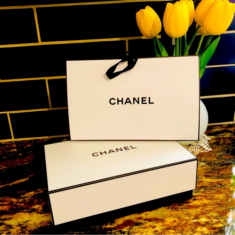Authentic Chanel Gift Bog And Triangular Gift Bag